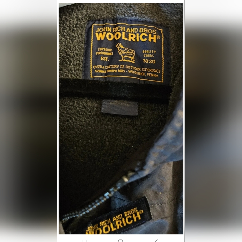 Vintage Black WOOLRICH JOHN RICH BROS. Long Coat Fleece Lined Size Small Black - Picture 4 of 7